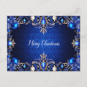 Blue Decorative Holiday Weihnachten Postcard Postkarte