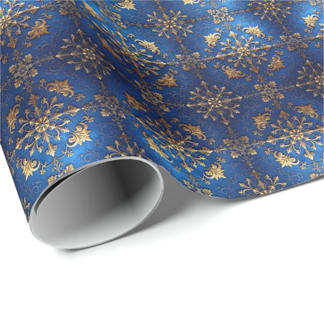 Blue Decorative Holiday Wrapping Paper Geschenkpapier (Rolleneckpunkt)