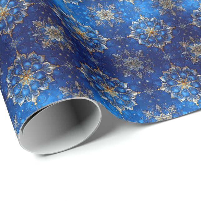 Blue Decorative Holiday Wrapping Paper Geschenkpapier (Rolleneckpunkt)