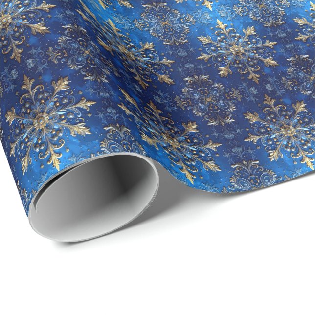 Blue Decorative Holiday Wrapping Paper Geschenkpapier (Rolleneckpunkt)