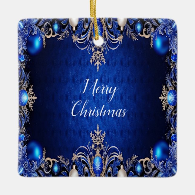 Blue Decorative Weihnachtsfeiertage Ornament (Vorderseite)
