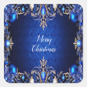 Blue Decorative Weihnachtskleber Quadratischer Aufkleber