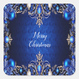 Blue Decorative Weihnachtskleber Quadratischer Aufkleber