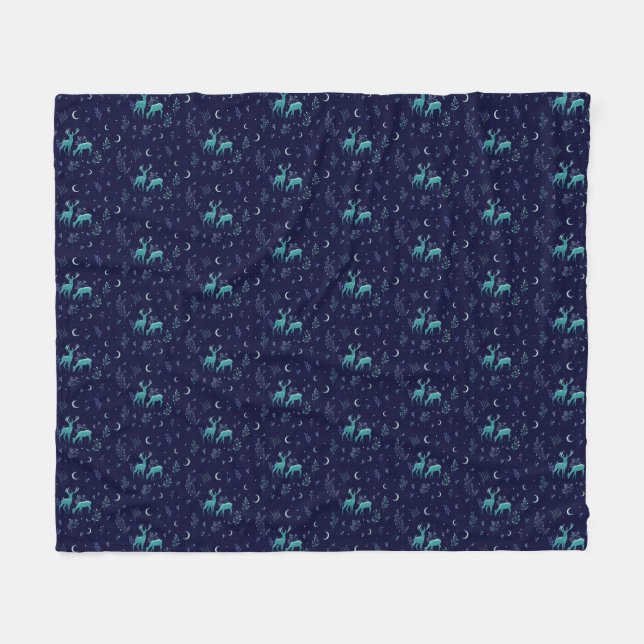 Blue Deer Fleece Blanket (Vorderseite (Horizontal))