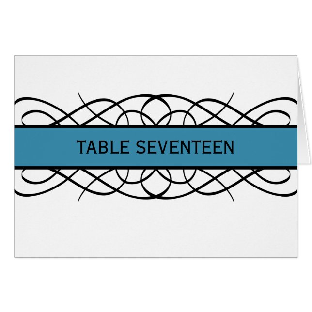 Blue Deko Blühte Tischnummer Card (Vorderseite (Horizontal))