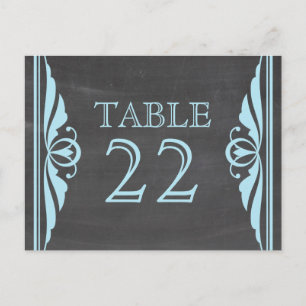 Blue Deko Chalkboard Tischnummer Postkarte