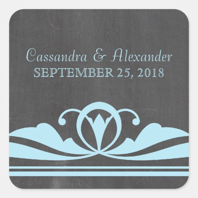 Blue Deko Chalkboard Wedding Stickers (Vorderseite)