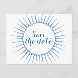Blue Deko Retro Save the Date Postkarte