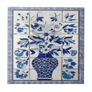 Blue Delft Blumen Vase Tile Mural Fliese