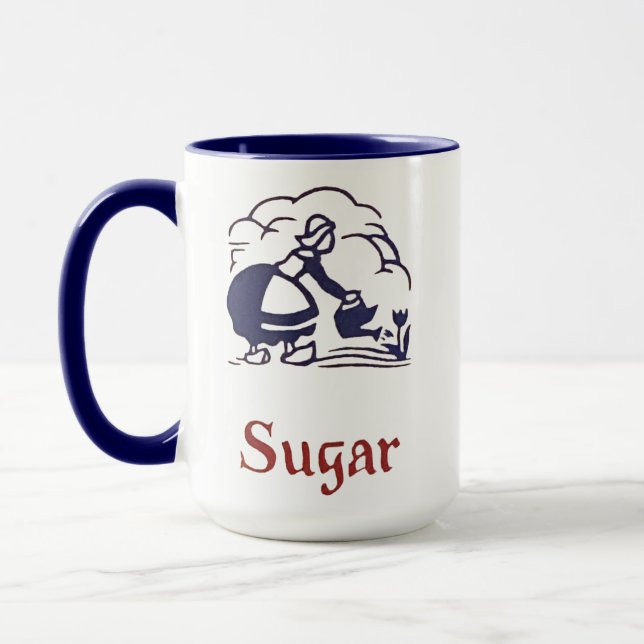 Blue Delft Dutch Girl Sugar Tasse (Links)