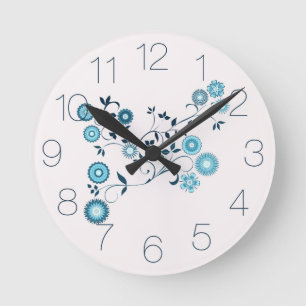 Blue Delft Floral Bouquet Runde Wanduhr