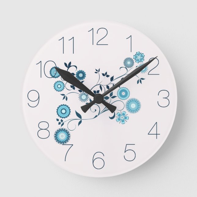 Blue Delft Floral Bouquet Runde Wanduhr (Vorderseite)