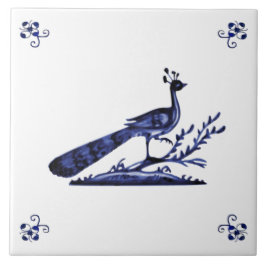 Blue Delft Peacock Fliese