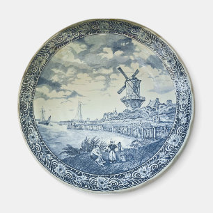 Blue Delft Windmill Dutch Plate Magnet