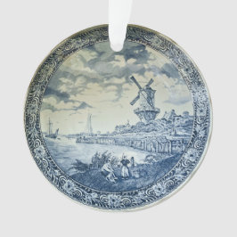 Blue Delft Windmill Dutch Plate Ornament