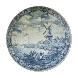 Blue Delft Windmill Dutch Plate Schneidebrett