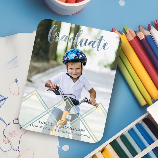 Blue Delicate Transparency Effect Pre-K Abschluss Magnet (Blue Delicate Transparency Effect Pre K Graduation Magnet.)