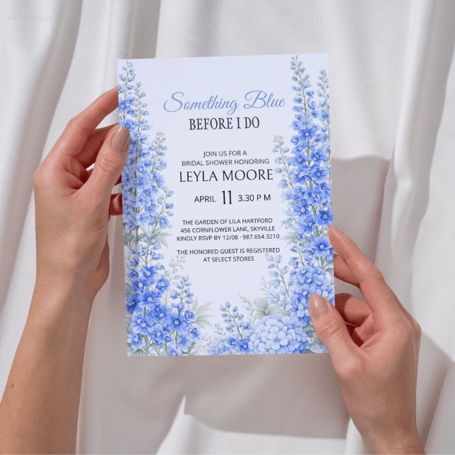 Blue Delphinium Bridal Shower Something Blue Einladung (Blue Delphinium Bridal Shower Something Blue Invitation
)