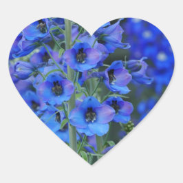 Blue Delphiniums Heart Sticker