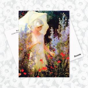 Blue Delphiniums Parasol Charles Courtney Curran Postkarte