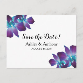 Blue Dendrobium Orchid Wedding Save the Date Ankündigungspostkarte