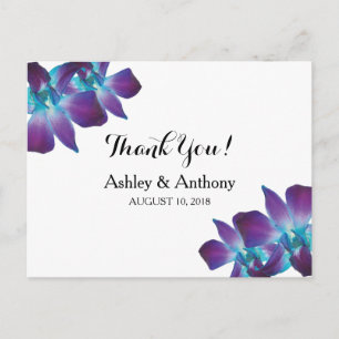 Blue Dendrobium Orchid Wedding Vielen Dank Postkarte