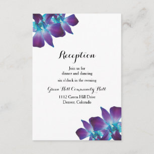 Blue Dendrobium Orchid Wedeption Reception Card Begleitkarte
