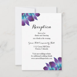 Blue Dendrobium Orchid Wedeption Reception Card Einladung