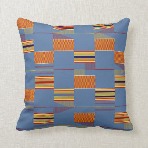 Blue Denim African Kente Masculine Kissen