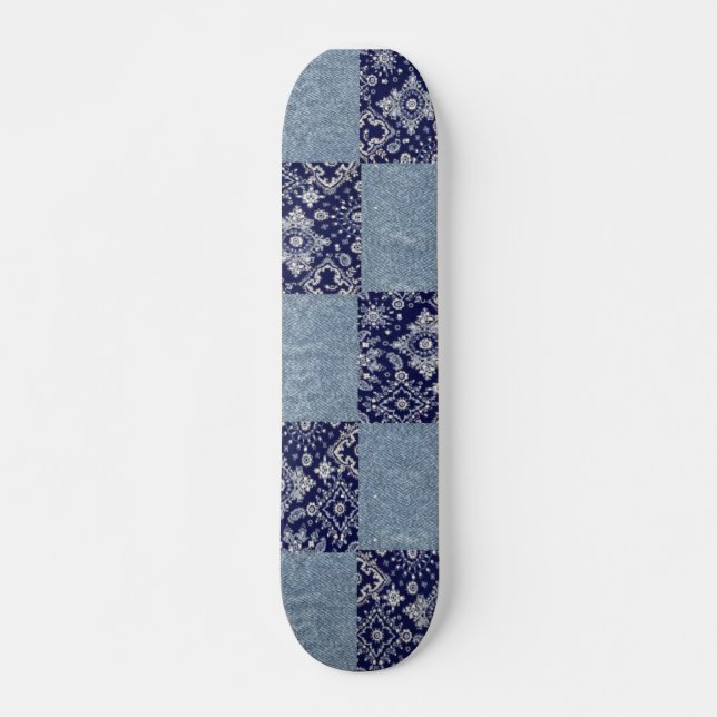 Blue Denim Bandana Skateboard (Vorne)