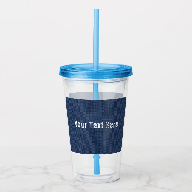 Blue Denim Custom Text Acrylic Tumbler Acryltrinkbecher (Vorderseite)