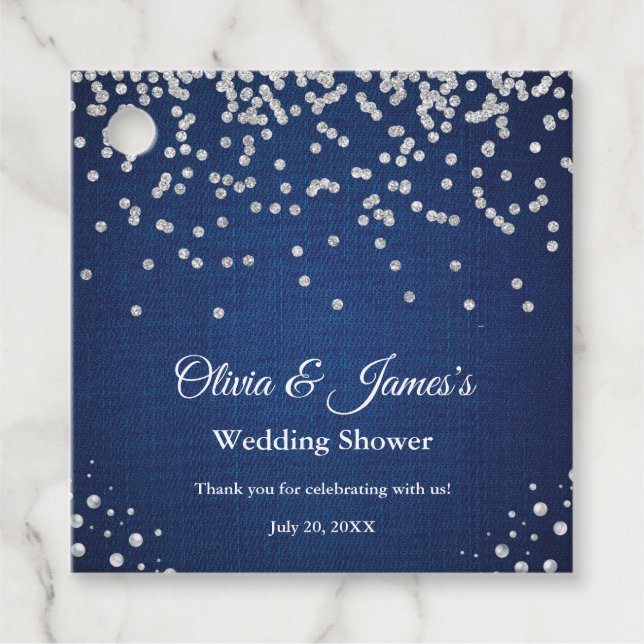 Blue Denim Diamonds Pearls Couple's Polterabend Geschenkanhänger (Vorderseite)
