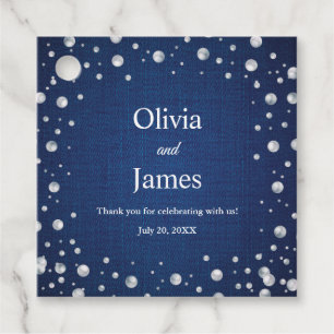 Blue Denim Diamonds Pearls Wedding Couple Dusche Geschenkanhänger