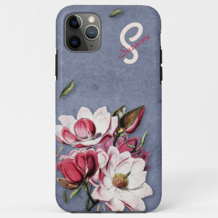 Blue Denim Floral Mit Monogramm Case-Mate iPhone Hülle