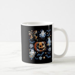 Blue Denim Floral Patchwork Pumpkin Ghost Coquette Kaffeetasse