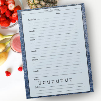 Blue Denim Food Journal - Easy Daily Meal Diary No Notizblock