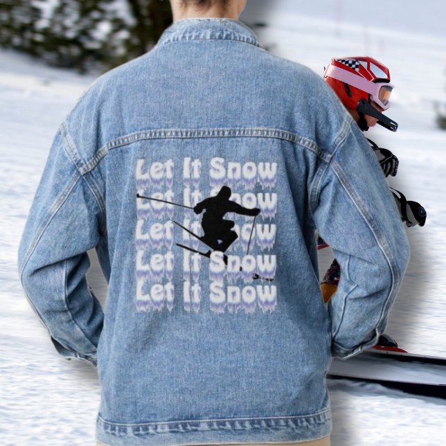 Blue Denim Jean Jacket Let It Snow Skier Jeansjacke (Von Creator hochgeladen)