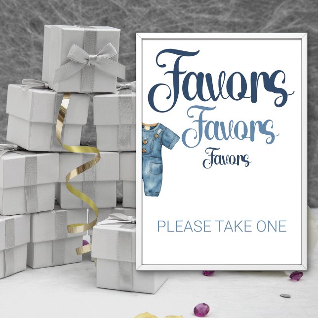 Blue Denim Jeans Boy Baby Dusche Gefallen Zeichen Fotodruck (Von Creator hochgeladen)