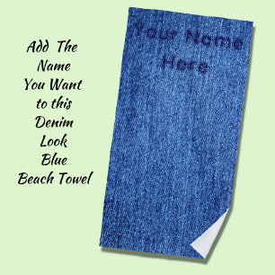 Blue Denim Jeans Look - Fügen Sie Ihren Namen stör Strandtuch