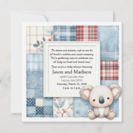Blue Denim Koala Baby Shower Invitation Einladung