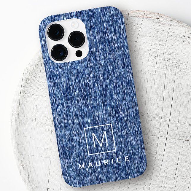 Blue Denim Monogramm initialer individuelle Name Case-Mate iPhone Hülle (Blue denim monogram initial custom name Case-Mate iPhone case
)