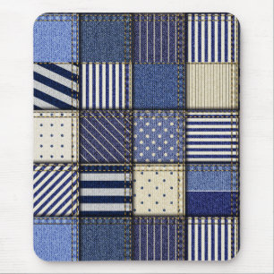 Blue Denim Patchwork Mousepad