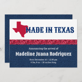 Blue Denim & Red Bandana Print Texas Baby Ankündigung