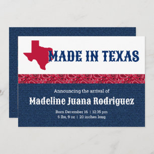 Blue Denim & Red Bandana Print Texas Baby Ankündigung