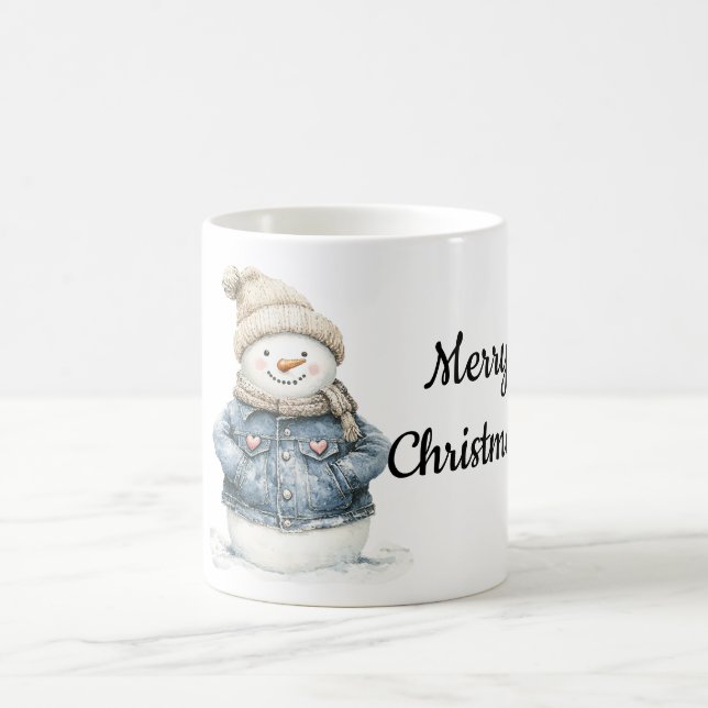 Blue Denim Snowman Christmas Kaffeetasse (Mittel)