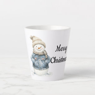 Blue Denim Snowman Christmas Milchtasse