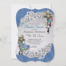 Blue Denim, Spitzen - Kostümschmuck Einladung