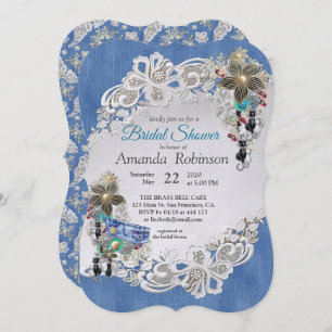 Blue Denim, Spitzen - Kostümschmuck Einladung