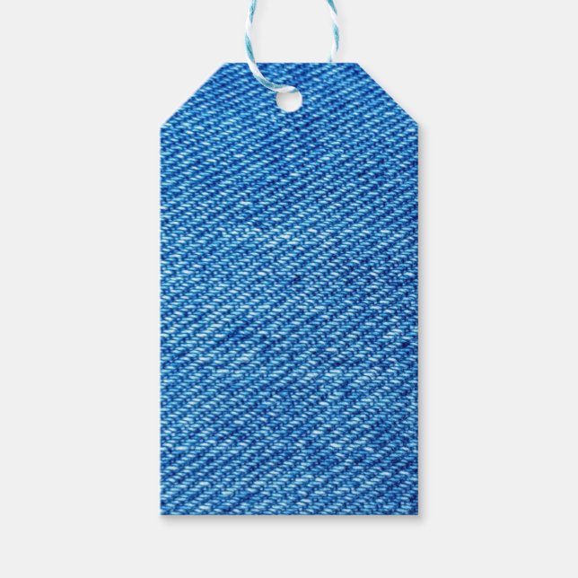 Blue Denim Texture Geschenkanhänger (Vorderseite)