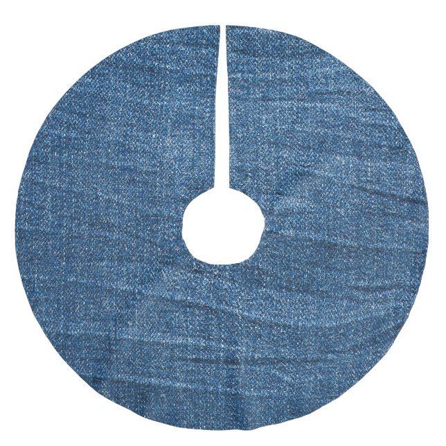 Blue Denim Texture: Klassische Jeans. Polyester Weihnachtsbaumdecke (Vorderseite)